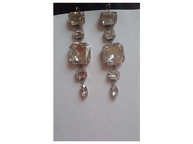 Isabel Marant Orecchini pendenti in metallo argentato e strass Argento - vista 2