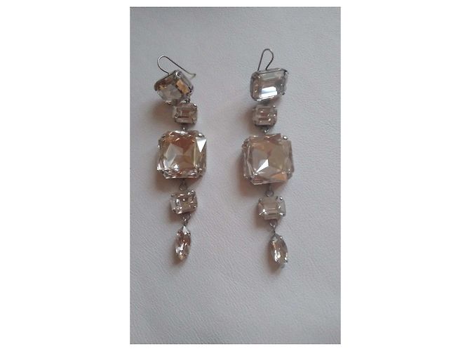 Isabel Marant Orecchini pendenti in metallo argentato e strass Argento - vista 3