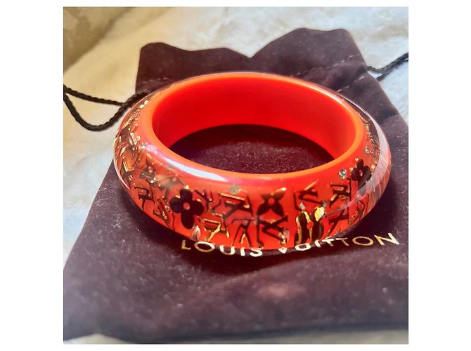 Bracciale Louis Vuitton Arancione Acrilico Monogramma Oro - vista 2