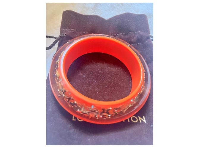 Bracciale Louis Vuitton Arancione Acrilico Monogramma Oro - vista 3