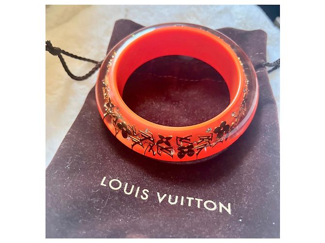 Bracciale Louis Vuitton Arancione Acrilico Monogramma Oro - vista 4
