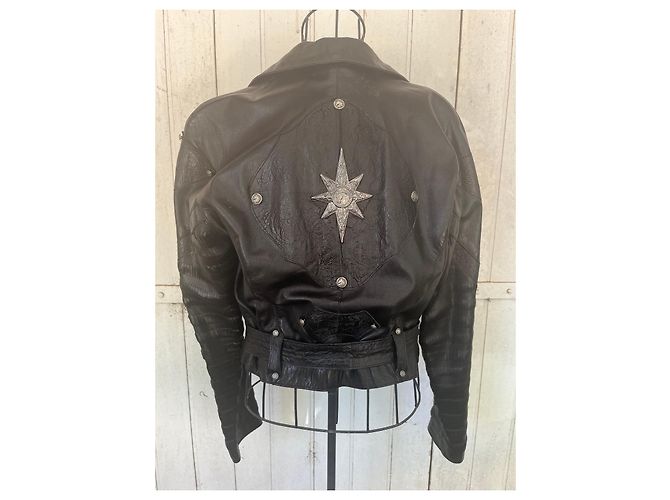 Roberto Cavalli Bikerjacke aus schwarzem Leder - Ansicht 2