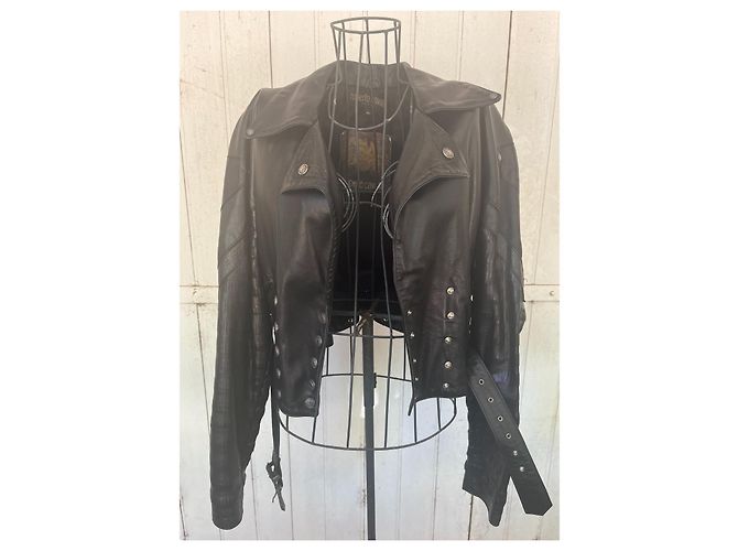 Roberto Cavalli Bikerjacke aus schwarzem Leder - Ansicht 3