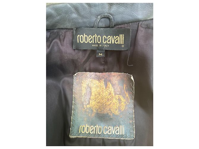 Roberto Cavalli Bikerjacke aus schwarzem Leder - Ansicht 5