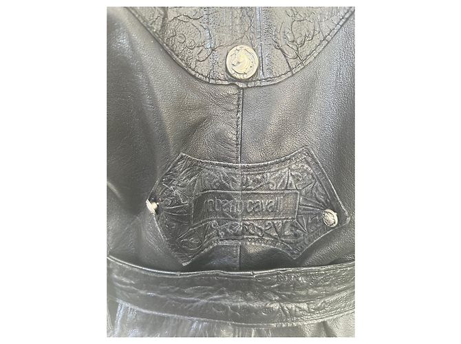 Roberto Cavalli Bikerjacke aus schwarzem Leder - Ansicht 6