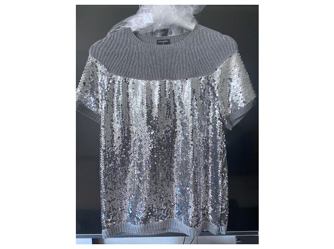 Chanel Pull à sequins Paris / Londres Gris - vue 2