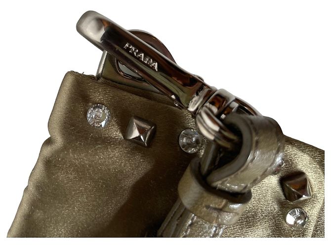 Borsa Prada in raso con borchie taupe - vista 12