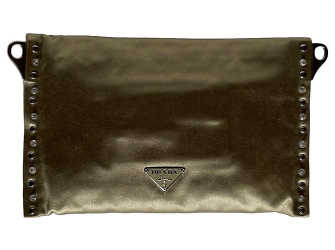 Borsa Prada in raso con borchie taupe - vista 2