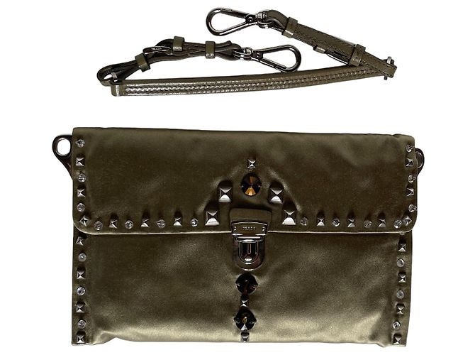 Borsa Prada in raso con borchie taupe - vista 5