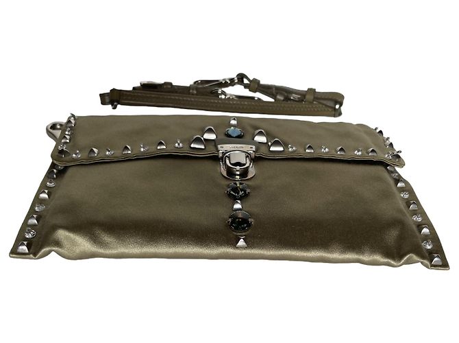 Borsa Prada in raso con borchie taupe - vista 8