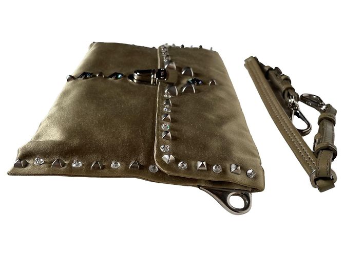 Borsa Prada in raso con borchie taupe - vista 9