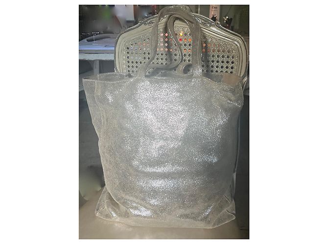 Set Aridza Bross Borsa a Tracolla e Pochette in Pelle Argento - vista 4