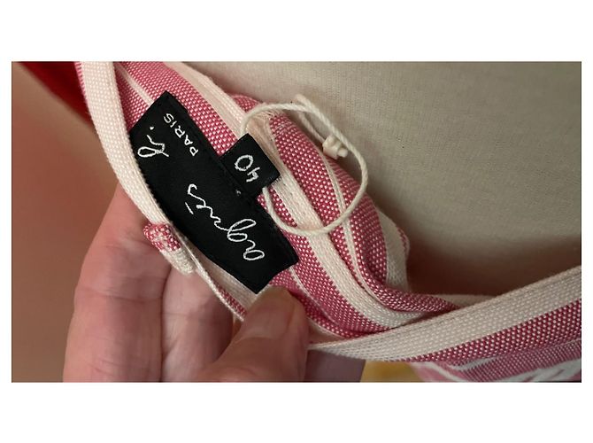 Falda Agnès b. de Rayas Rosa y Crema Algodón Crudo - vista 5