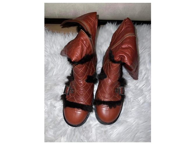 Cambon Botines Chanel Marrones de Piel Sintética Castaño - vista 2