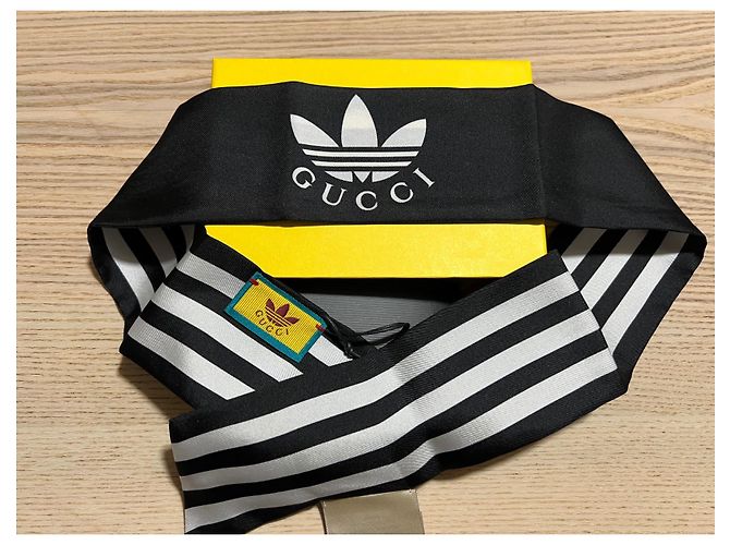 Autre Marque Fazzoletto o twilly di seta magnifico Nero - vista 3