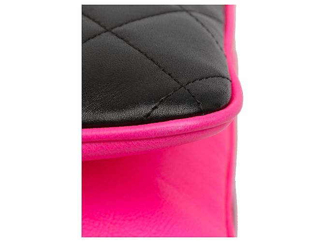 Chanel Divine Flap, große Lammledertasche, Schwarz Pink - Ansicht 14