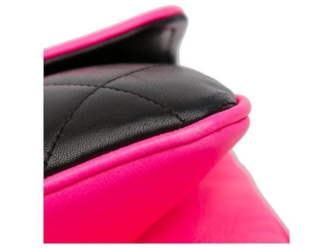 Chanel Divine Flap, große Lammledertasche, Schwarz Pink - Ansicht 15