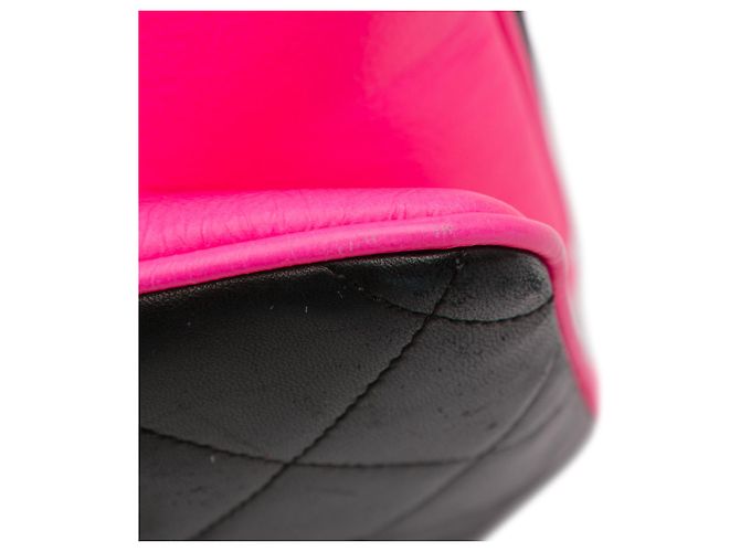 Chanel Divine Flap, große Lammledertasche, Schwarz Pink - Ansicht 16