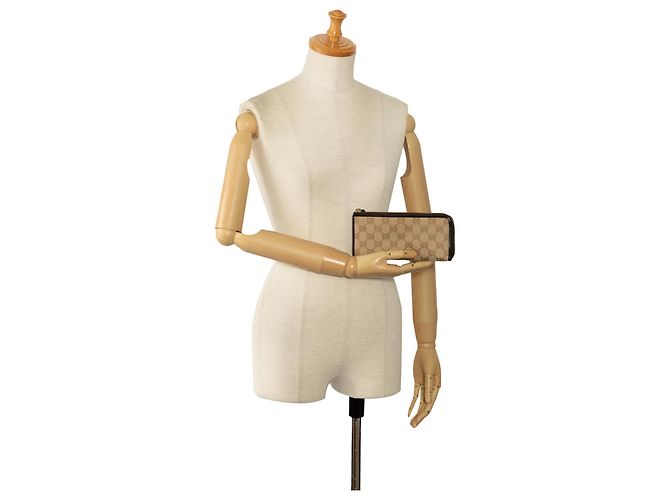 Cartera Larga De Lona Con GG En Marrón Gucci Castaño Beige Marrón oscuro - vista 13