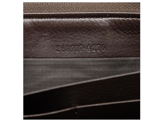 Cartera Larga De Lona Con GG En Marrón Gucci Castaño Beige Marrón oscuro - vista 8