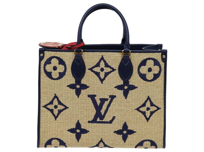LOUIS VUITTON Monogramm Raffia On The Go MM Tasche 2Weg Beige M57723 LV Auth 70773S - Ansicht 13