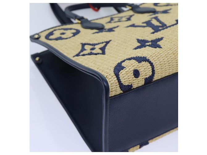 LOUIS VUITTON Monogramm Raffia On The Go MM Tasche 2Weg Beige M57723 LV Auth 70773S - Ansicht 15