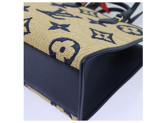 LOUIS VUITTON Monogramm Raffia On The Go MM Tasche 2Weg Beige M57723 LV Auth 70773S - Ansicht 16