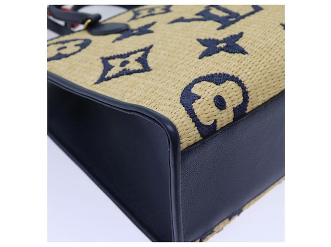 LOUIS VUITTON Monogramm Raffia On The Go MM Tasche 2Weg Beige M57723 LV Auth 70773S - Ansicht 17