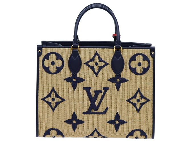 LOUIS VUITTON Monogramm Raffia On The Go MM Tasche 2Weg Beige M57723 LV Auth 70773S - Ansicht 2