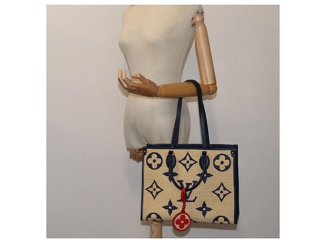 LOUIS VUITTON Monogramm Raffia On The Go MM Tasche 2Weg Beige M57723 LV Auth 70773S - Ansicht 24