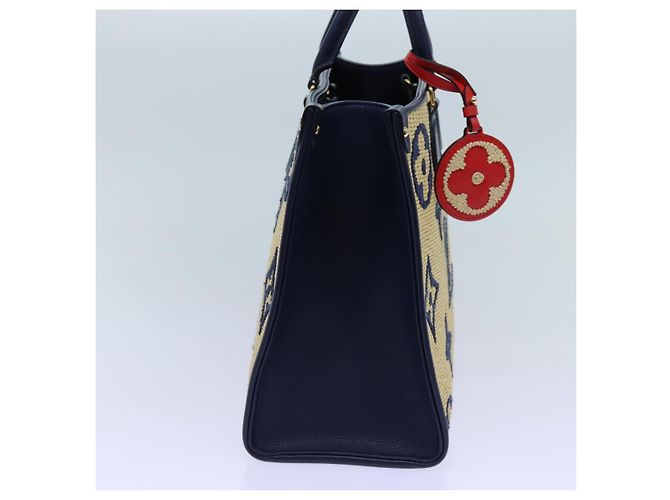 LOUIS VUITTON Monogramm Raffia On The Go MM Tasche 2Weg Beige M57723 LV Auth 70773S - Ansicht 4