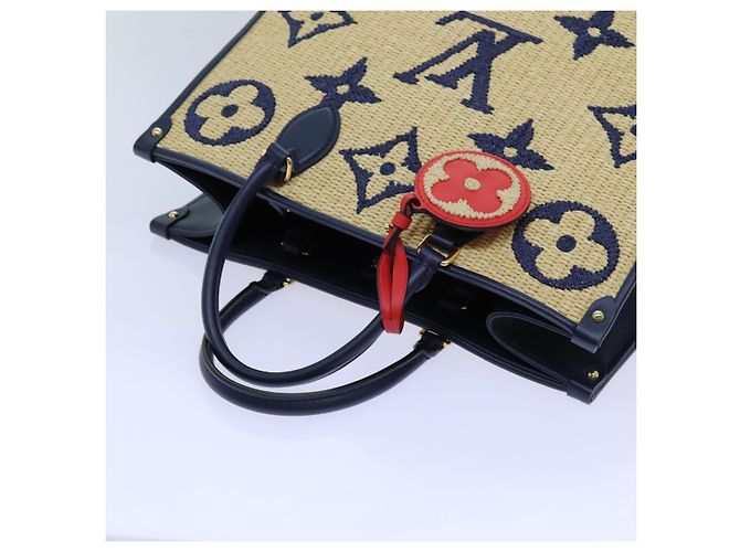 LOUIS VUITTON Monogramm Raffia On The Go MM Tasche 2Weg Beige M57723 LV Auth 70773S - Ansicht 6