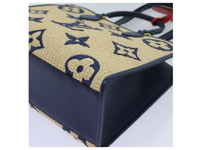 LOUIS VUITTON Monogramm Raffia On The Go MM Tasche 2Weg Beige M57723 LV Auth 70773S - Ansicht 9