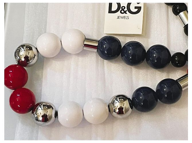 Importante collana DOLCE & GABBANA acciaio e ceramica boule colorate Multicolore - vista 13