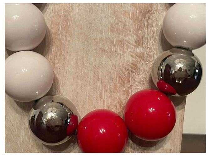 Importante collana DOLCE & GABBANA acciaio e ceramica boule colorate Multicolore - vista 14