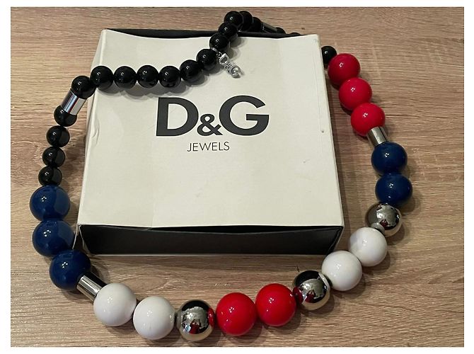 Importante collana DOLCE & GABBANA acciaio e ceramica boule colorate Multicolore - vista 15