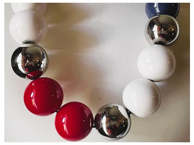 Importante collana DOLCE & GABBANA acciaio e ceramica boule colorate Multicolore - vista 16