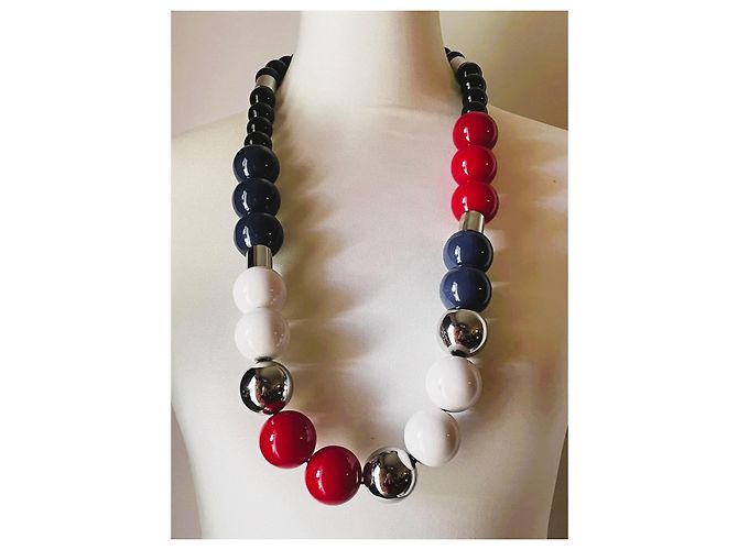 Importante collana DOLCE & GABBANA acciaio e ceramica boule colorate Multicolore - vista 2