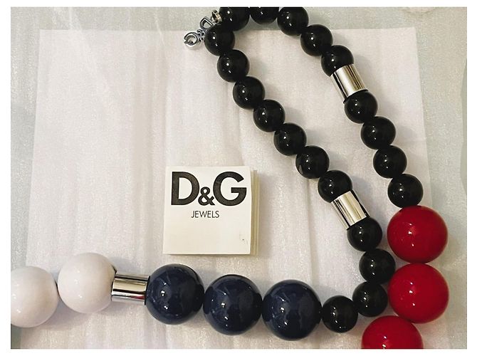 Importante collana DOLCE & GABBANA acciaio e ceramica boule colorate Multicolore - vista 3
