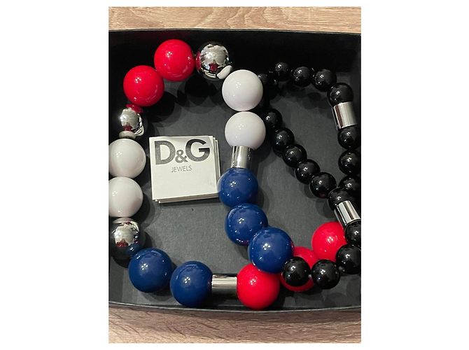 Importante collana DOLCE & GABBANA acciaio e ceramica boule colorate Multicolore - vista 4