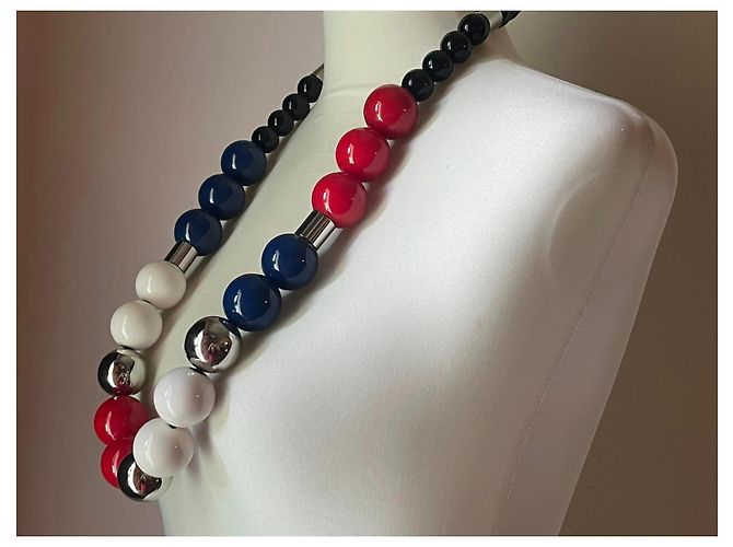 Importante collana DOLCE & GABBANA acciaio e ceramica boule colorate Multicolore - vista 6