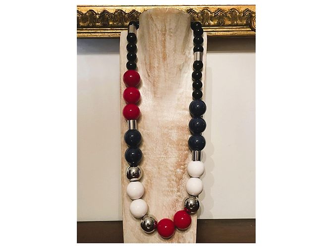 Importante collana DOLCE & GABBANA acciaio e ceramica boule colorate Multicolore - vista 7