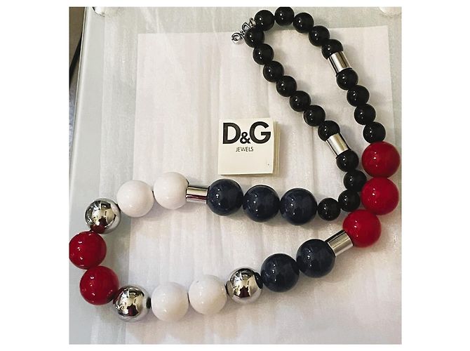 Importante collana DOLCE & GABBANA acciaio e ceramica boule colorate Multicolore - vista 8
