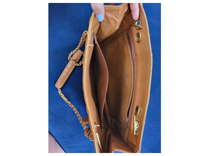 Borsa Chanel in pelle d'agnello marrone chiaro oro - vista 4