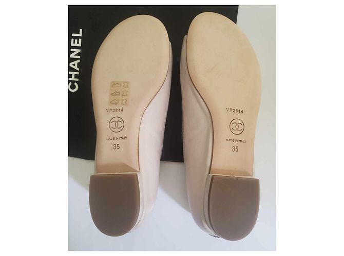 Ballerine Chanel bicolore in pelle beige - vista 6