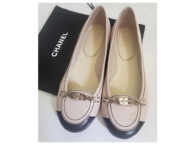 Ballerine Chanel bicolore in pelle beige - vista 7