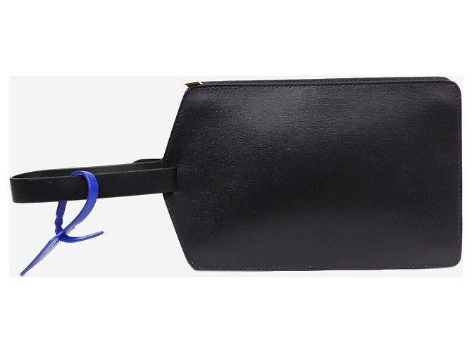 Off White Schwarze mittelgroße Clutch mit Reißverschluss - Ansicht 2