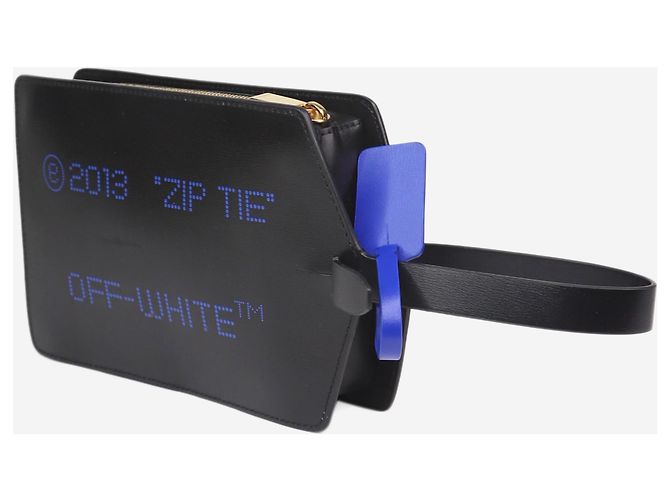 Off White Schwarze mittelgroße Clutch mit Reißverschluss - Ansicht 3