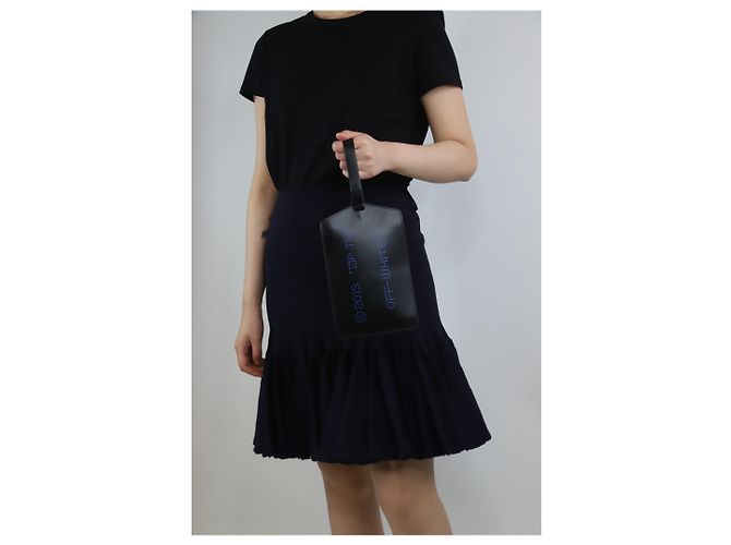 Off White Schwarze mittelgroße Clutch mit Reißverschluss - Ansicht 6