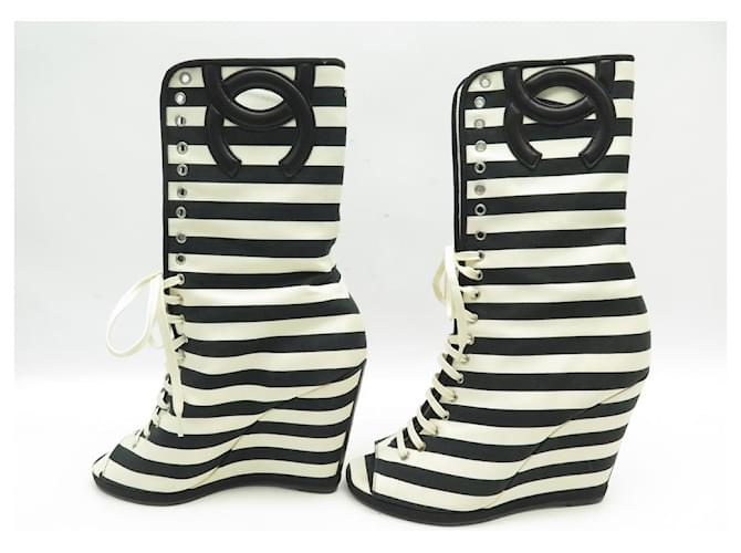 SCARPE CHANEL G27076 Stivaletti stringati 37 SPOSTAMENTO STRISCE LOGO CC - vista 2
